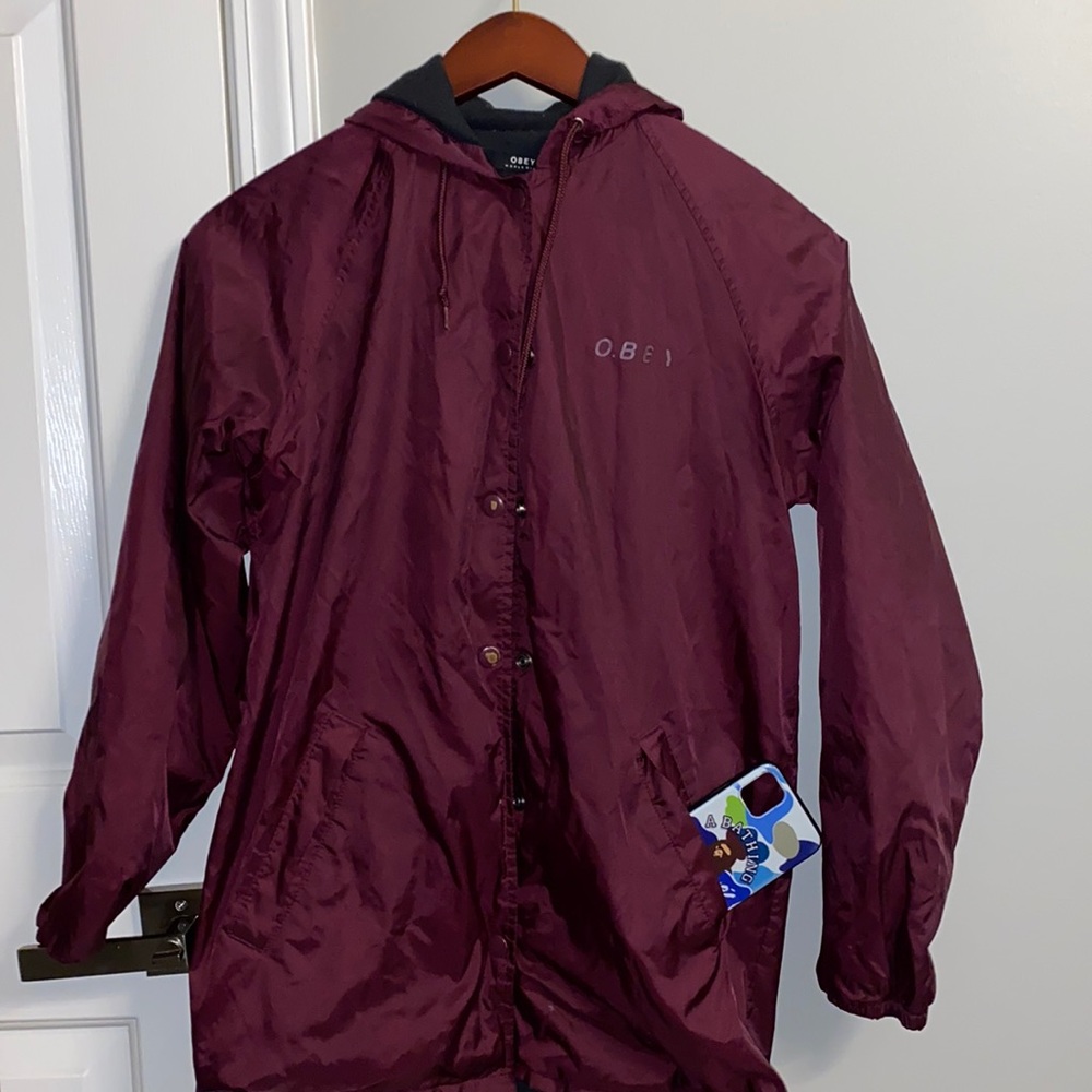 Burgundy OBEY Rain Jacket🧥💞